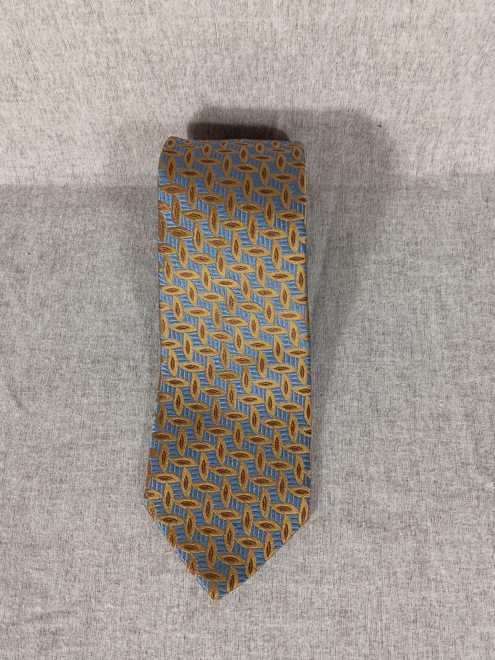 Charvet Place Vendome Gold Blue Patterned Men’s Silk Tie